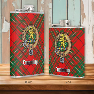 Clan Cumming Crest over Tartan Heupfles