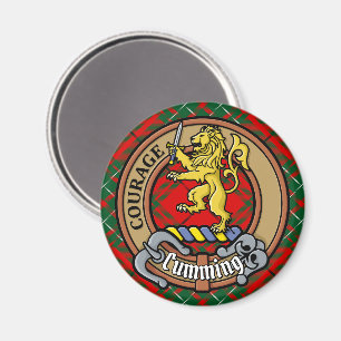Clan Cumming Crest over Tartan Magneet