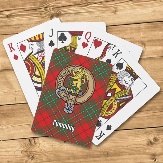 Clan Cumming Crest over Tartan Pokerkaarten