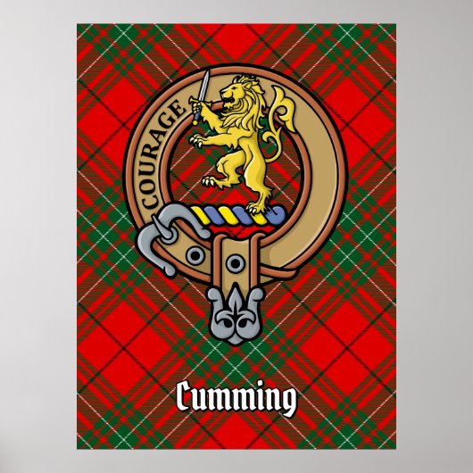 Clan Cumming Crest over Tartan Poster (Voorkant)
