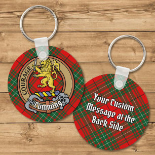 Clan Cumming Crest over Tartan Sleutelhanger