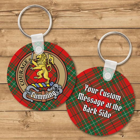 Clan Cumming Crest over Tartan Sleutelhanger