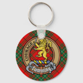 Clan Cumming Crest over Tartan Sleutelhanger (Voorkant)