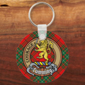 Clan Cumming Crest over Tartan Sleutelhanger (Voorkant)