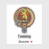 Clan Cumming Crest over Tartan Sticker (Vel)