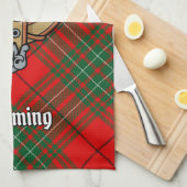 Clan Cumming Crest over Tartan Theedoek (Quarter Fold)
