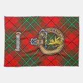 Clan Cumming Crest over Tartan Theedoek (Horizontaal)
