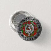 Clan Cumming Crest & Tartan Knot Button (Voorkant /achterkant)