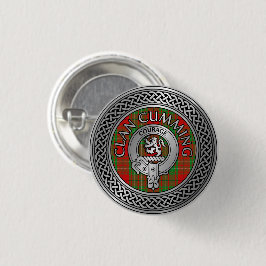 Clan Cumming Crest & Tartan Knot Button