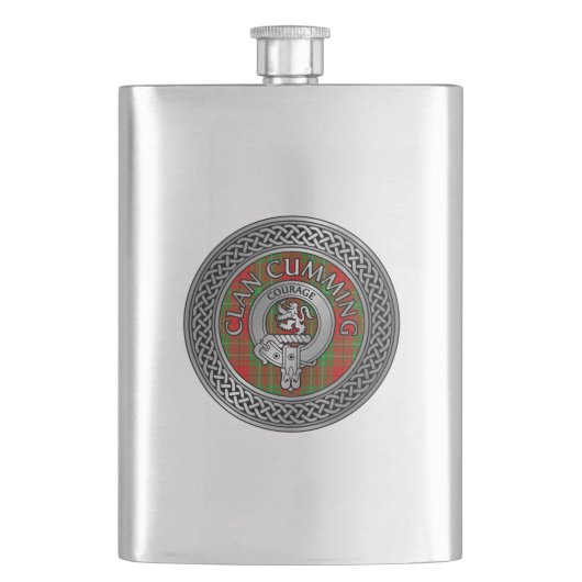 Clan Cumming Crest & Tartan Knot Flask Flacon (Voorkant)