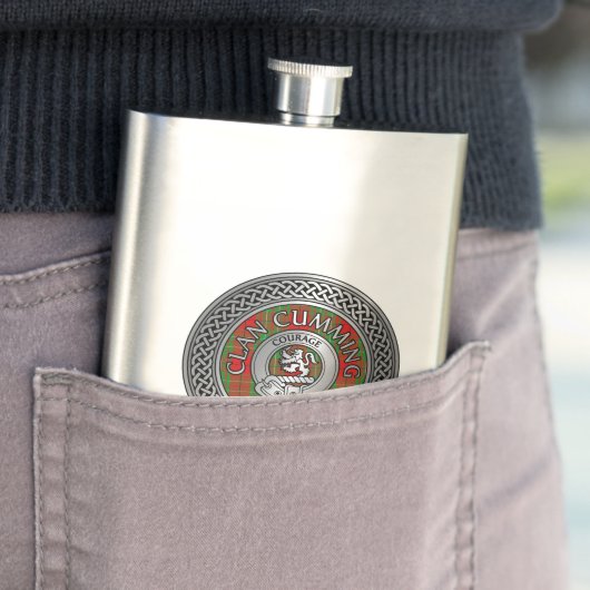 Clan Cumming Crest & Tartan Knot Flask Flacon (Voorbeeld)