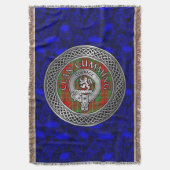 Clan Cumming Crest & Tartan Knot op Thistle Deken (Voorkant Verticaal)