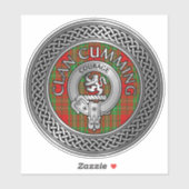 Clan Cumming Crest & Tartan Knot Sticker (Vel)