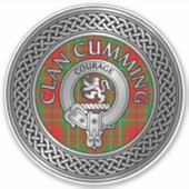 Clan Cumming Crest & Tartan Knot Sticker (Voorkant)