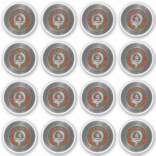 Clan Cumming Crest & Tartan Knot Sticker (Voorkant)