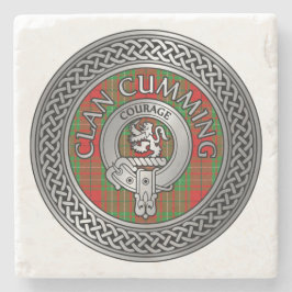 Clan Cumming Crest & Tartan Knot Stone Onderzetter