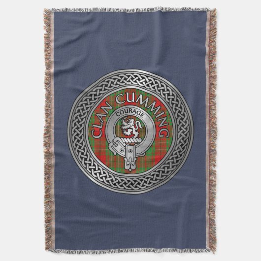 Clan Cumming Crest & Tartan Knot Throw Blanket Deken (Voorkant Verticaal)