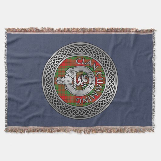 Clan Cumming Crest & Tartan Knot Throw Blanket Deken (Voorkant)