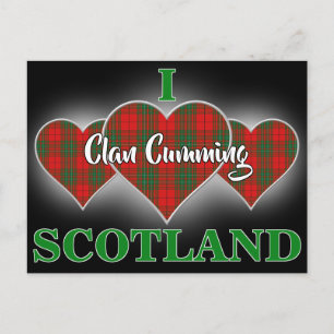 Clan Cumming I Love Scotland Red Tartan Heart Briefkaart