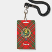 Clan Cumming Wapen over Tartan Badge (Voorzijde met lanyard)