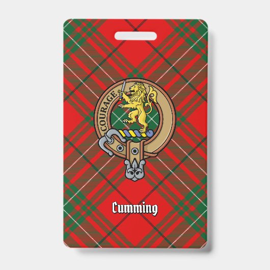 Clan Cumming Wapen over Tartan Badge (Voorzijde)