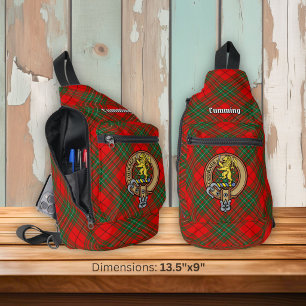 Clan Cumming Wapen over Tartan Sling Bag