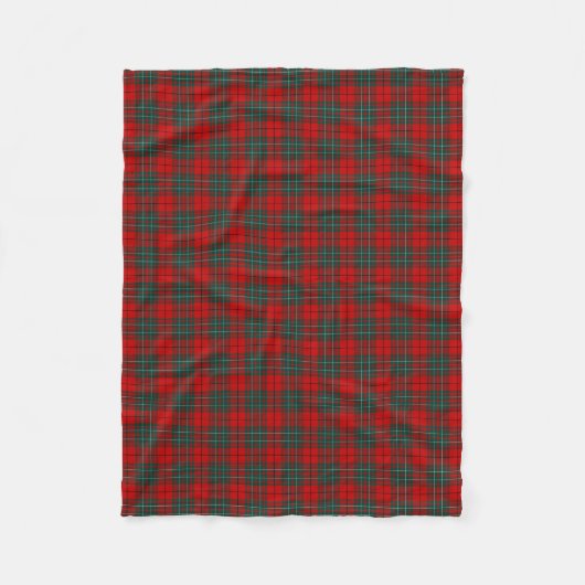 Clan Cummings Tartan Dark Green en Red Pset Fleece Deken (Voorkant)