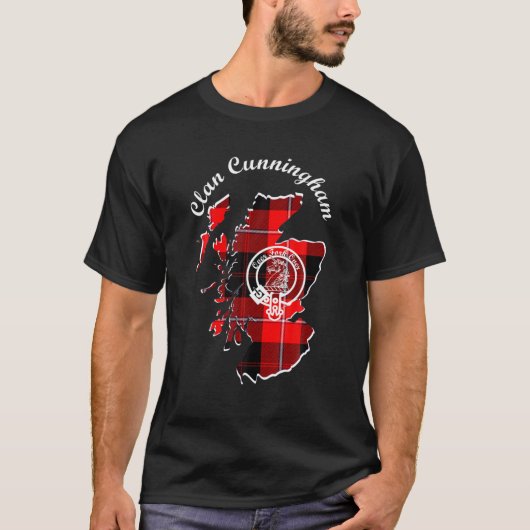 Clan Cunningham Achternaam Schotse Tartan T-shirt (Voorkant)