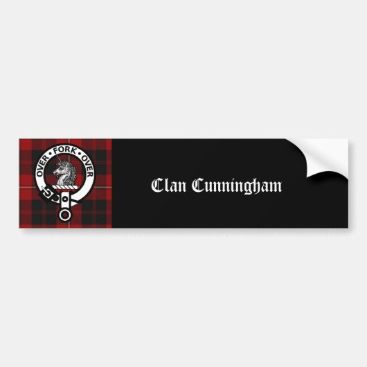 Clan Cunningham Badge & Tartan Bumpersticker (Voorkant)