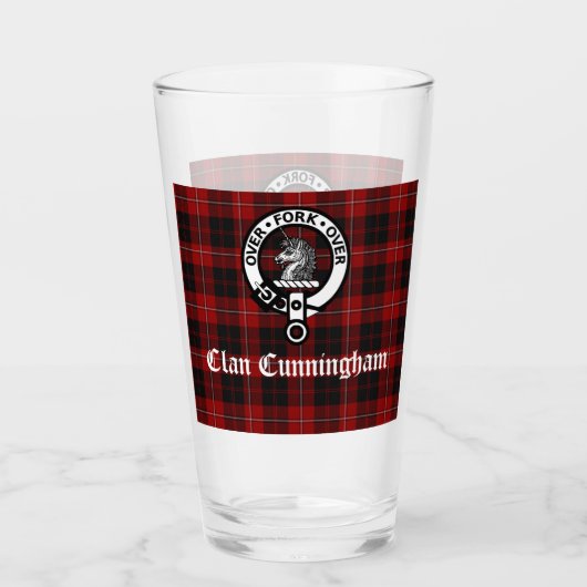 Clan Cunningham Badge & Tartan Glas (Voorkant)