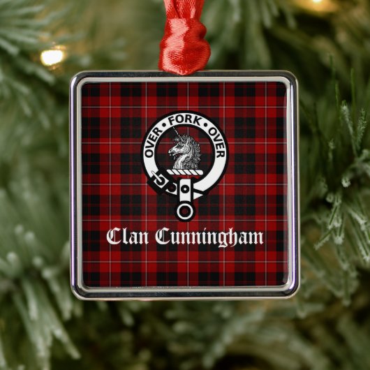 Clan Cunningham Badge & Tartan Metalen Ornament (Boom)