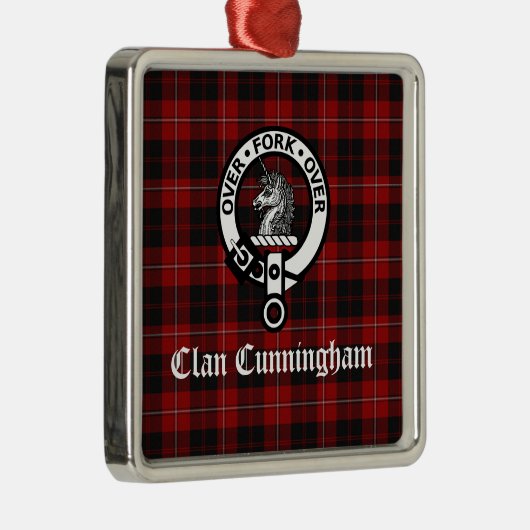 Clan Cunningham Badge & Tartan Metalen Ornament (Rechts)