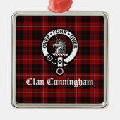Clan Cunningham Badge & Tartan Metalen Ornament (Voorkant)