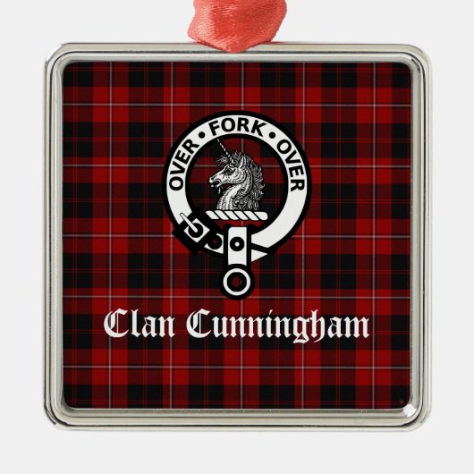 Clan Cunningham Badge & Tartan Metalen Ornament (Voorkant)