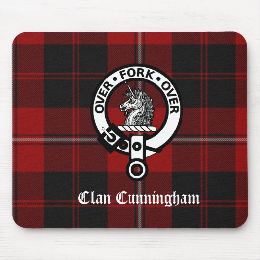Clan Cunningham Badge & Tartan Muismat (Voorkant)