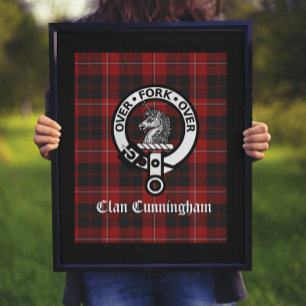 Clan Cunningham Badge & Tartan Poster