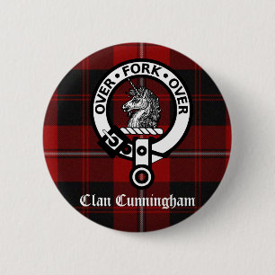 Clan Cunningham Badge & Tartan Ronde Button 5,7 Cm