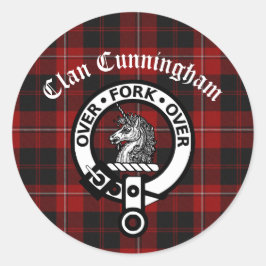 Clan Cunningham Badge & Tartan Ronde Sticker