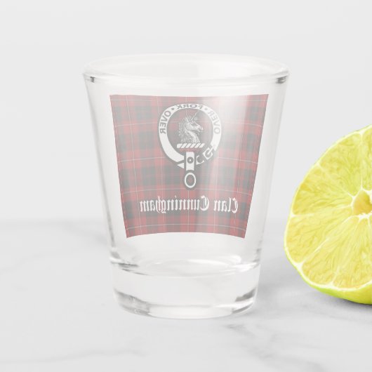 Clan Cunningham Badge & Tartan Shot Glas (Achterkant)