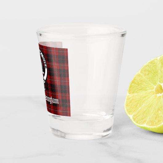 Clan Cunningham Badge & Tartan Shot Glas (Rechts)