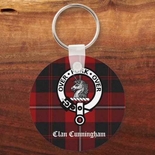 Clan Cunningham Badge & Tartan Sleutelhanger (Voorkant)