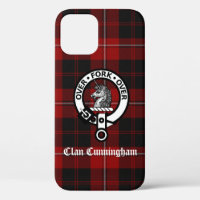 Clan Cunningham Crest Badge en Tartan