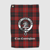 Clan Cunningham Crest Badge en Tartan Golfhanddoek (Voorkant)