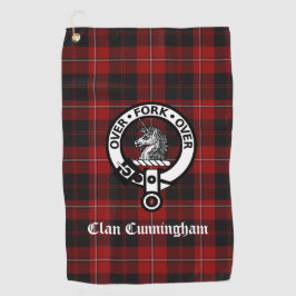 Clan Cunningham Crest Badge en Tartan Golfhanddoek