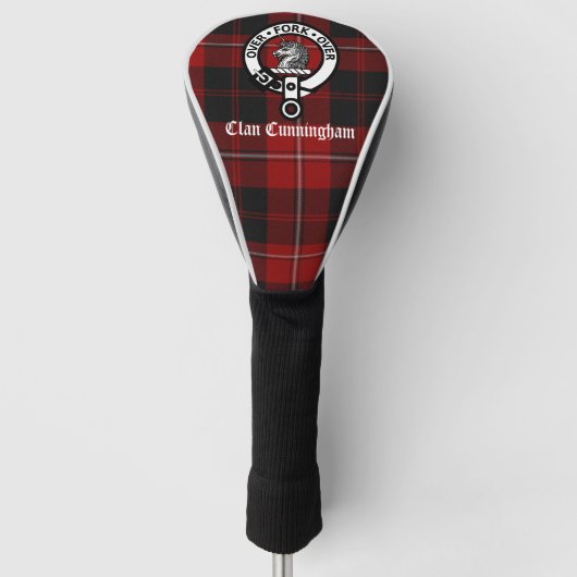 Clan Cunningham Crest Badge en Tartan Golfheadcover (Voorkant)