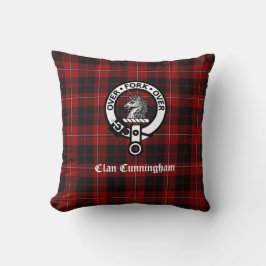 Clan Cunningham Crest Badge en Tartan Kussen
