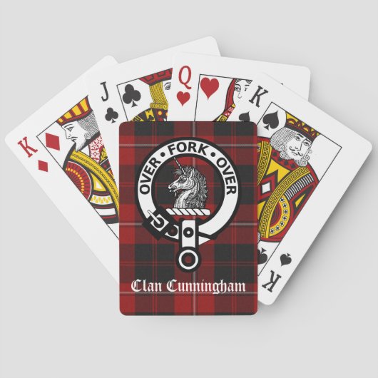 Clan Cunningham Crest Badge en Tartan Pokerkaarten (Achterkant)