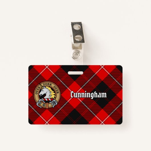 Clan Cunningham Crest over Tartan Badge (Voorkant met clip)