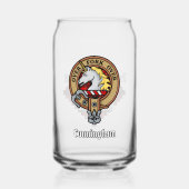 Clan Cunningham Crest over Tartan Blikvorm Glas (Voorkant)