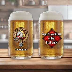 Clan Cunningham Crest over Tartan Blikvorm Glas